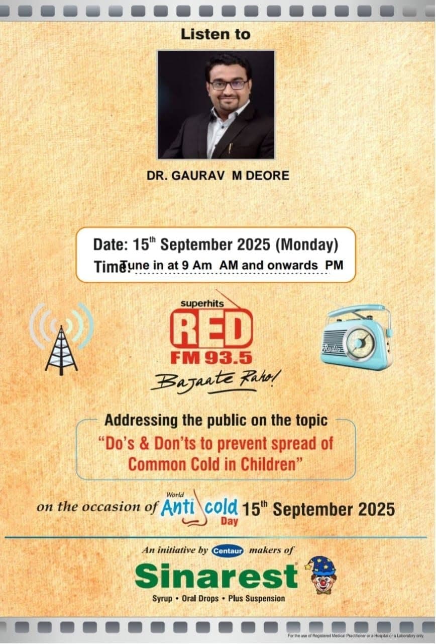 Dr. Gaurav Deore addressing the public on preventing common cold in children on Red FM 93.5 for World Anti-Cold Day