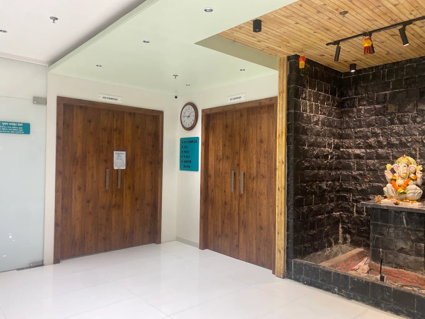 Spacious, sterile corridor leading to ICU and Operation Theatre complex